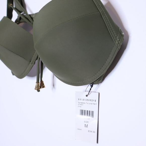 REE BEES NEW Somebody To Love Me Two Piece Bikini Olive Swimwear Women's M - Picture 6 of 11